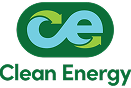 Clean Energy logo with teal and green 'CE' and circular arrows forming a loop